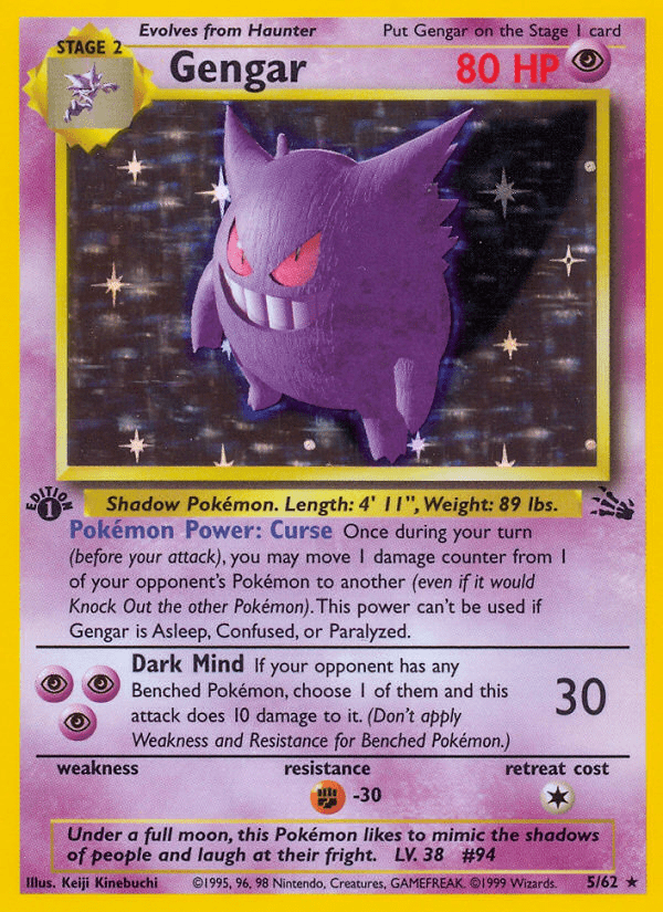 Gengar (5/62) [Fossil 1st Edition] Pokemon Single Pokémon  | Multizone: Comics And Games