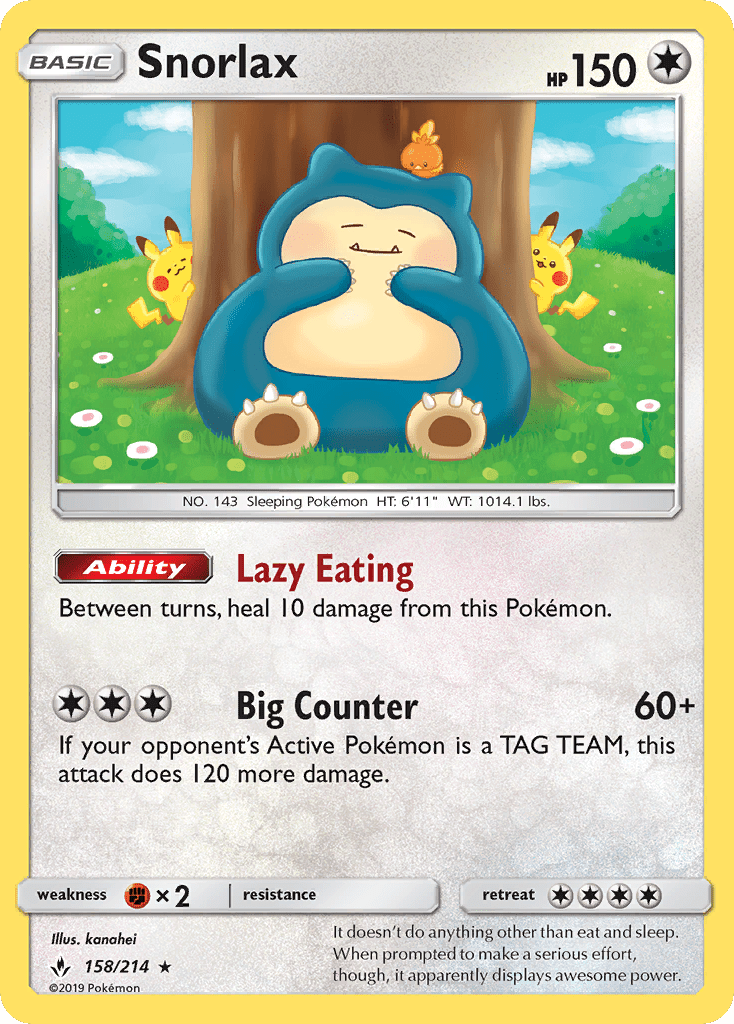 Snorlax (158/214) [Sun & Moon: Unbroken Bonds] Pokemon Single Pokémon  | Multizone: Comics And Games