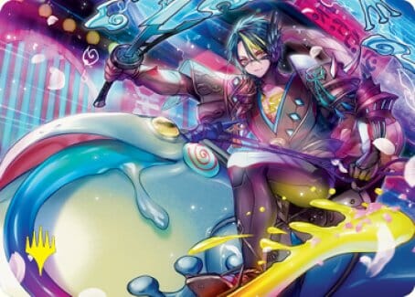 Tatsunari, Toad Rider Art Card (Gold-Stamped Signature) [Kamigawa: Neon Dynasty Art Series] MTG Single Magic: The Gathering  | Multizone: Comics And Games