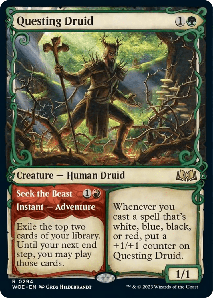 Questing Druid // Seek the Beast (Showcase) [Wilds of Eldraine] MTG Single Magic: The Gathering  | Multizone: Comics And Games