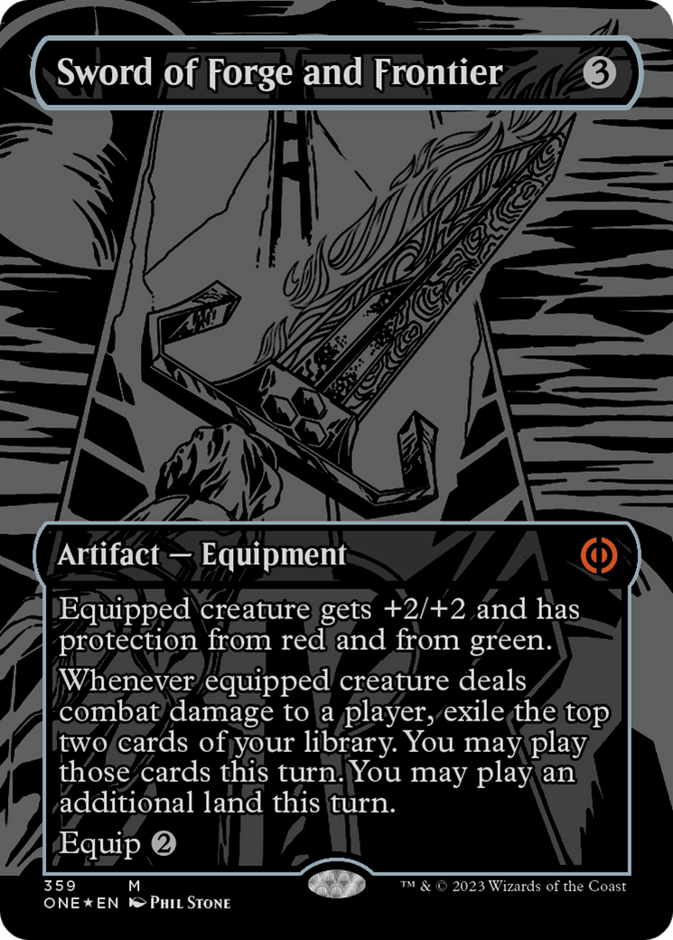 Sword of Forge and Frontier (Oil Slick Raised Foil) [Phyrexia: All Will Be One] MTG Single Magic: The Gathering  | Multizone: Comics And Games