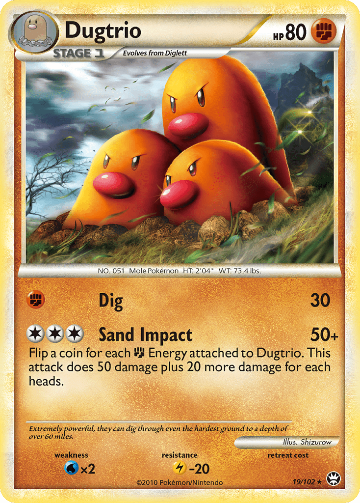 Dugtrio (19/102) [HeartGold & SoulSilver: Triumphant] Pokemon Single Pokémon  | Multizone: Comics And Games