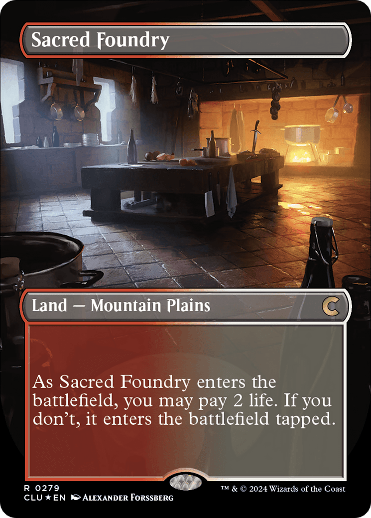 Sacred Foundry (Borderless) [Ravnica: Clue Edition] MTG Single Magic: The Gathering  | Multizone: Comics And Games