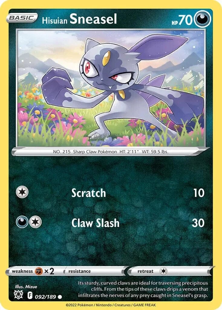 Hisuian Sneasel (092/189) (Theme Deck Exclusive) [Sword & Shield: Astral Radiance] Pokemon Single Pokémon  | Multizone: Comics And Games