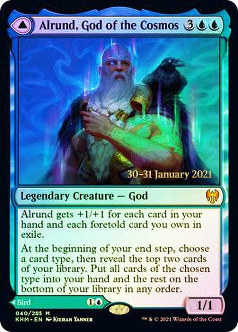 Alrund, God of the Cosmos // Hakka, Whispering Raven [Kaldheim Prerelease Promos] MTG Single Magic: The Gathering  | Multizone: Comics And Games