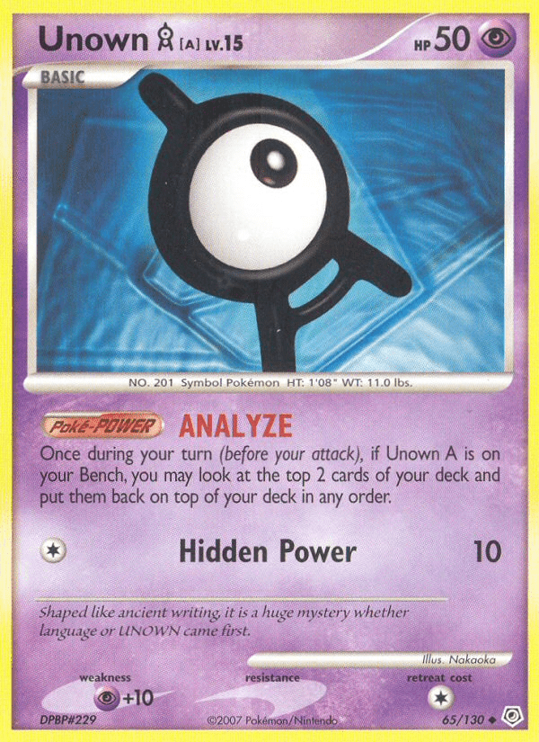 Unown A (65/130) [Diamond & Pearl: Base Set] Pokemon Single Pokémon  | Multizone: Comics And Games