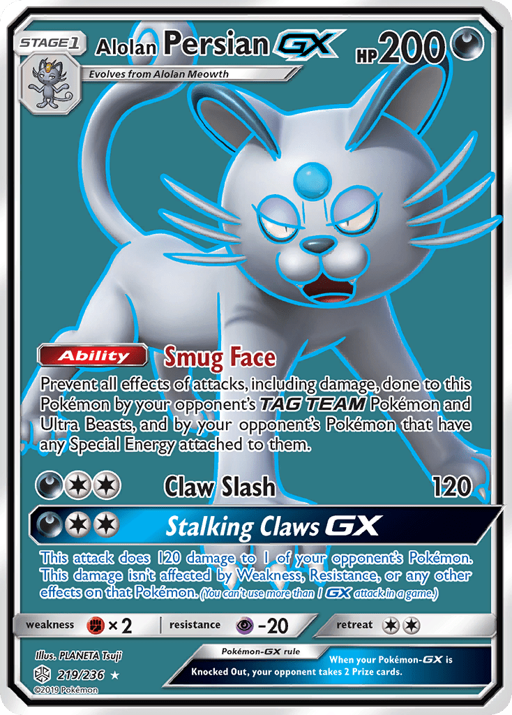 Alolan Persian GX (219/236) [Sun & Moon: Cosmic Eclipse] Pokemon Single Pokémon  | Multizone: Comics And Games