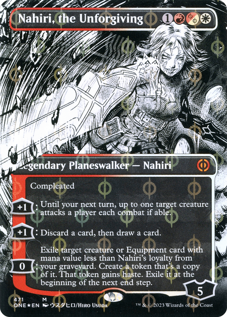 Nahiri, the Unforgiving (Borderless Manga Step-and-Compleat Foil) [Phyrexia: All Will Be One] MTG Single Magic: The Gathering  | Multizone: Comics And Games