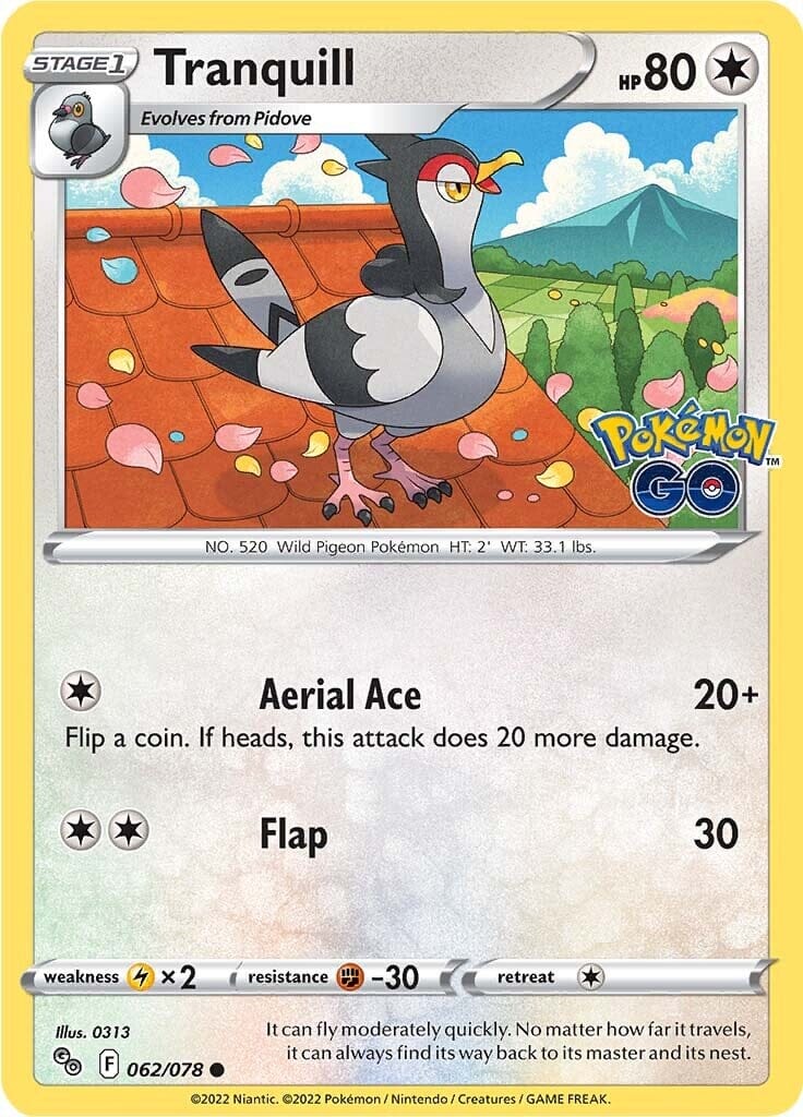 Tranquill (062/078) [Pokémon GO] Pokemon Single Pokémon  | Multizone: Comics And Games